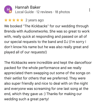 The Kickbacks Wedding Band